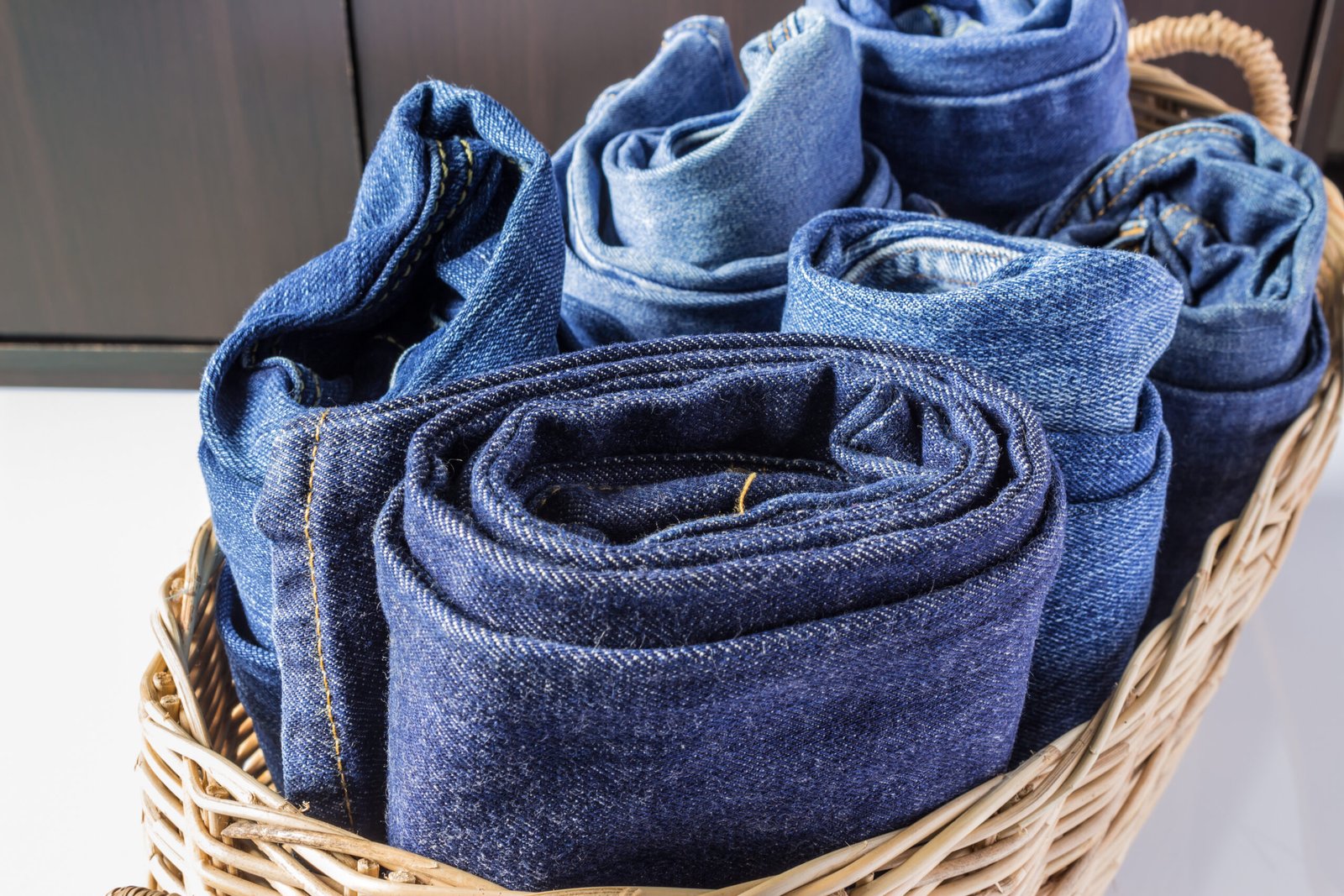 Jeans in the basket